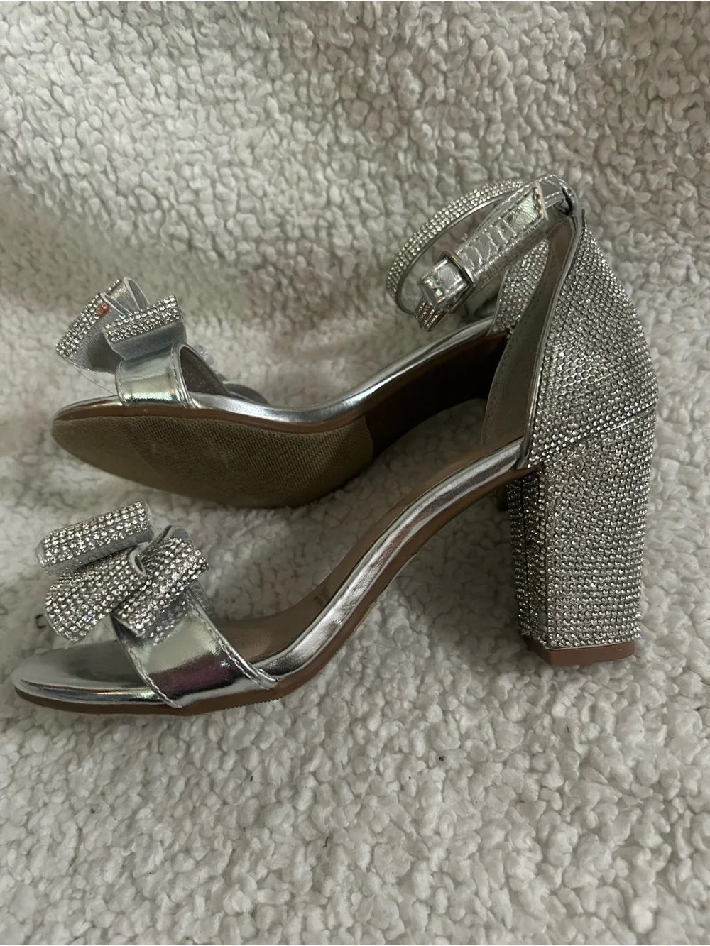 ✨ Rhinestone Bow Block Heel Sandals